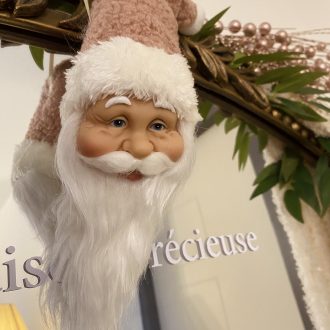 Suspension Tête de Papa Noël Rose