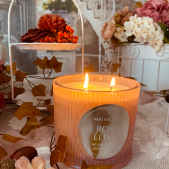Bougie Parfumée Rose Elixir ou Vanille Dorée